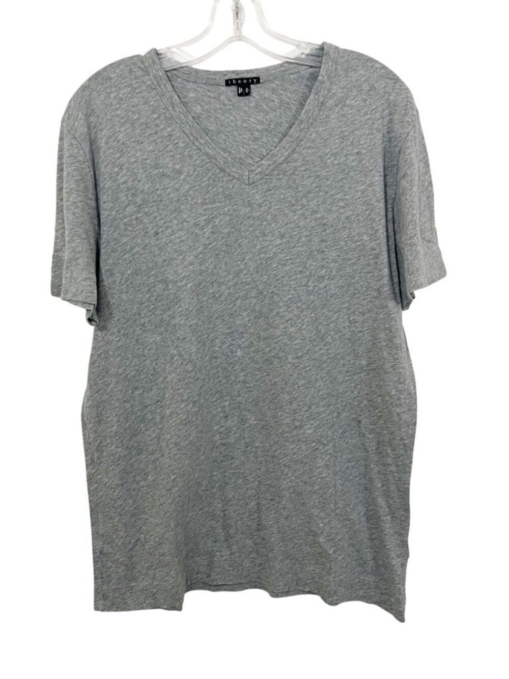 Theory Gray V-Neck Short Sleeve T-Shirt Pima Cotton - Men's Size Medium